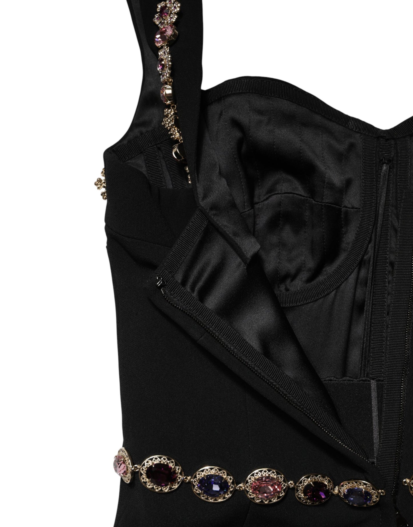 Abito a sirena con decori neri Dolce & Gabbana