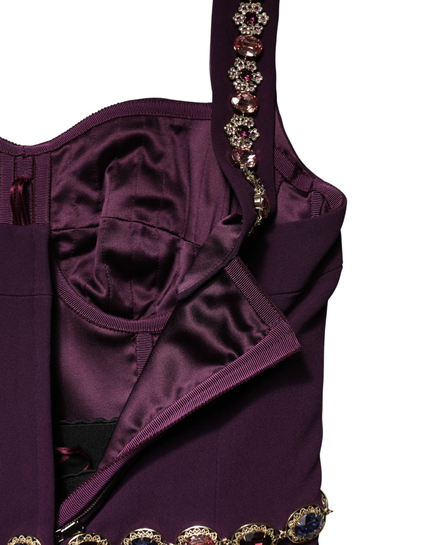 Abito a sirena con decori viola Dolce & Gabbana