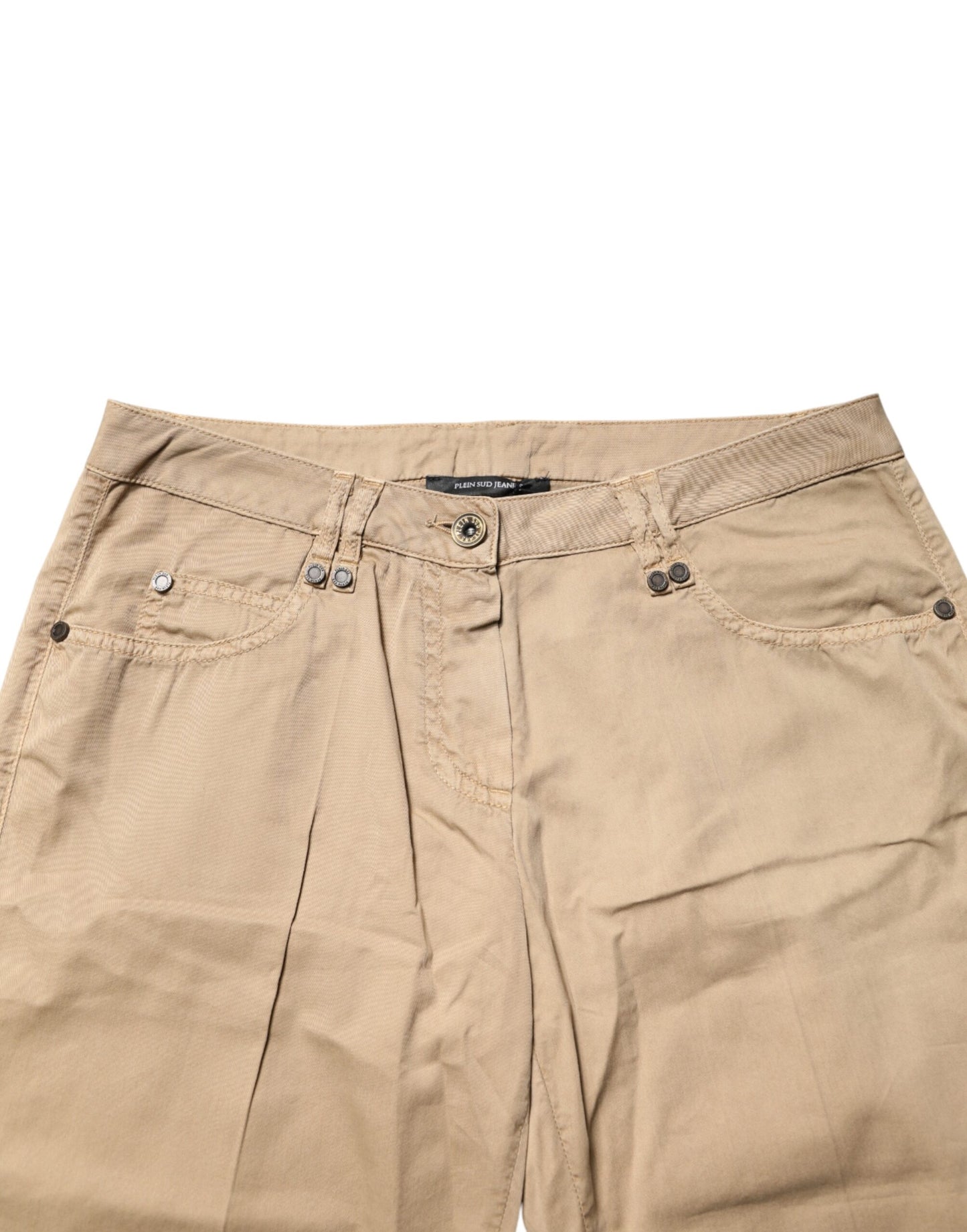 Pantaloni chino in cotone elasticizzato beige PLEIN SUD