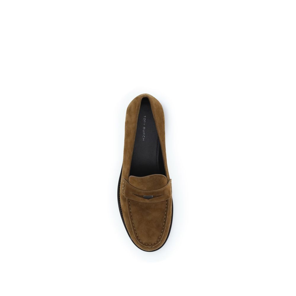 Mocassini slip-on Bos Taurus in pelle di vitello beige di Tory Burch