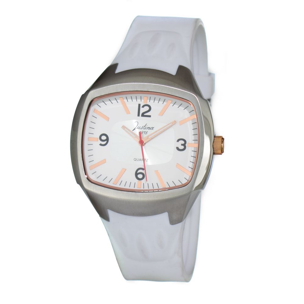 Orologio elegante JUSTINA in gomma bianca