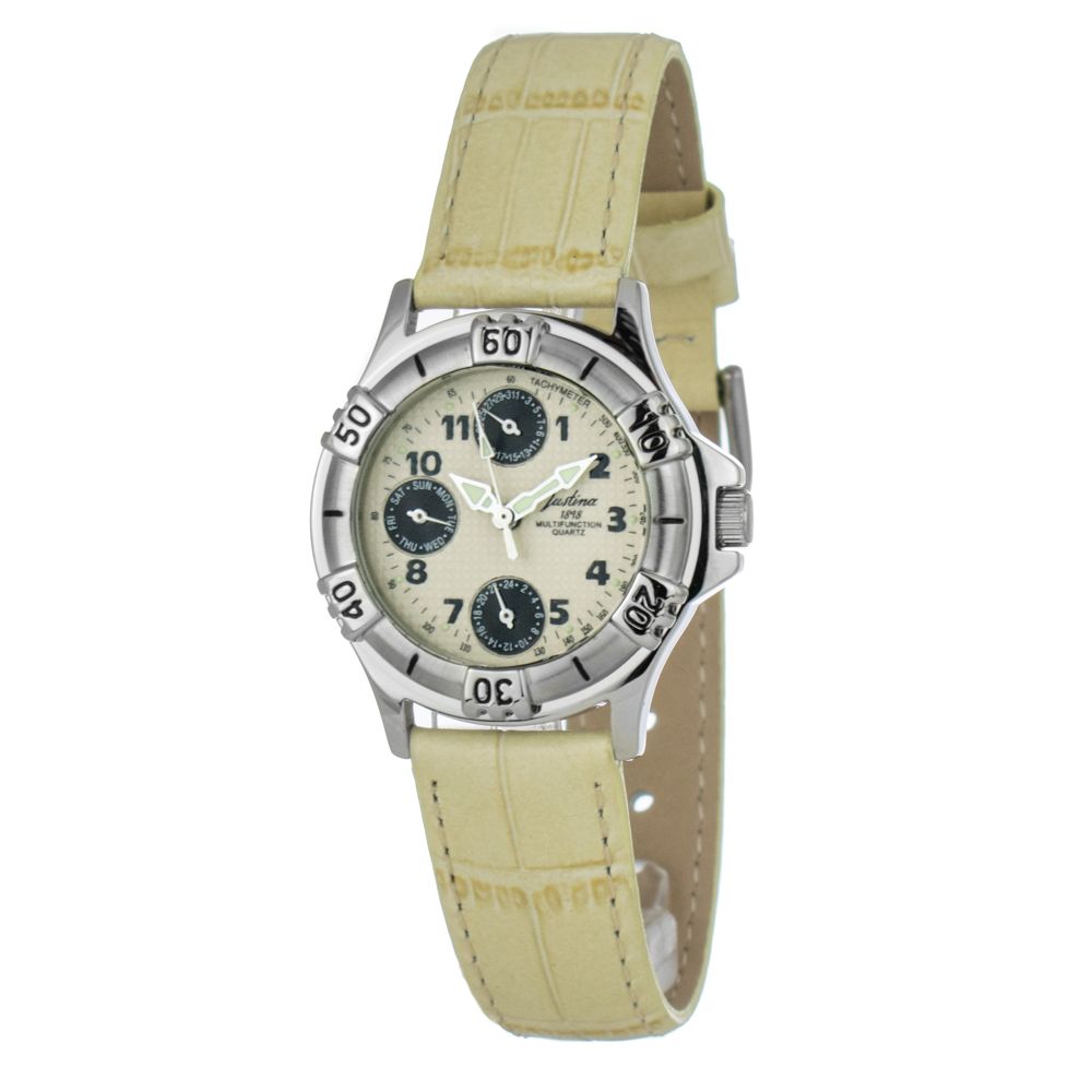 Orologio elegante JUSTINA in pelle beige