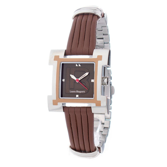 Orologio elegante con fodera in pelle marrone Laura Biagiotti