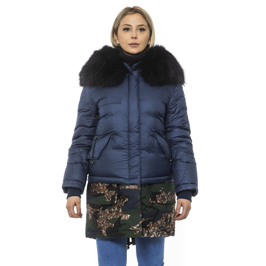 Parka blu in poliestere con cappuccio Mr&amp;Mrs Italy da donna