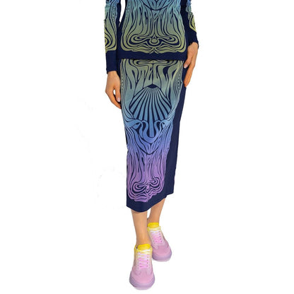 Gonna midi in poliammide blu Stella McCartney