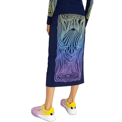 Gonna midi in poliammide blu Stella McCartney