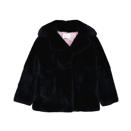 Cappotto in pelliccia di coniglio blu Alberta Ferretti
