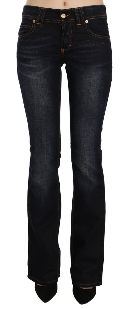 Jeans John Galliano blu slavati a vita media con gamba regolare e taglio bootcut