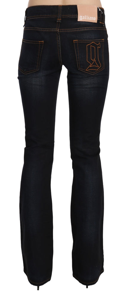 Jeans John Galliano blu slavati a vita media con gamba regolare e taglio bootcut