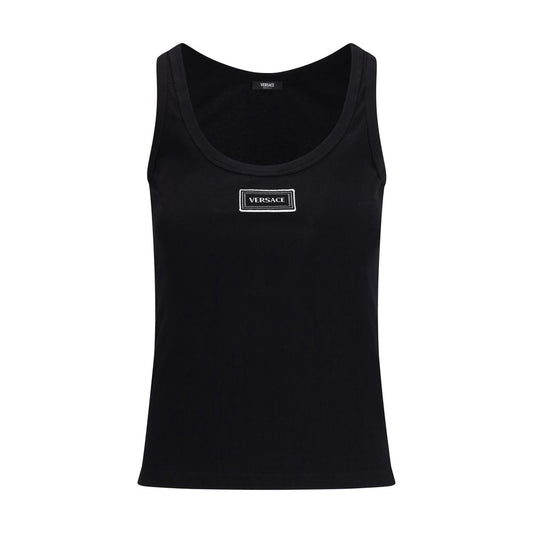 Top in cotone nero Versace