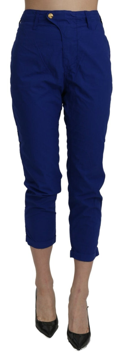 Pantaloni skinny a vita alta in cotone blu royal CYCLE
