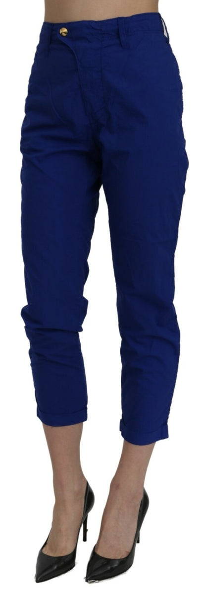 Pantaloni skinny a vita alta in cotone blu royal CYCLE