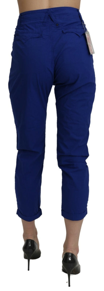 Pantaloni skinny a vita alta in cotone blu royal CYCLE