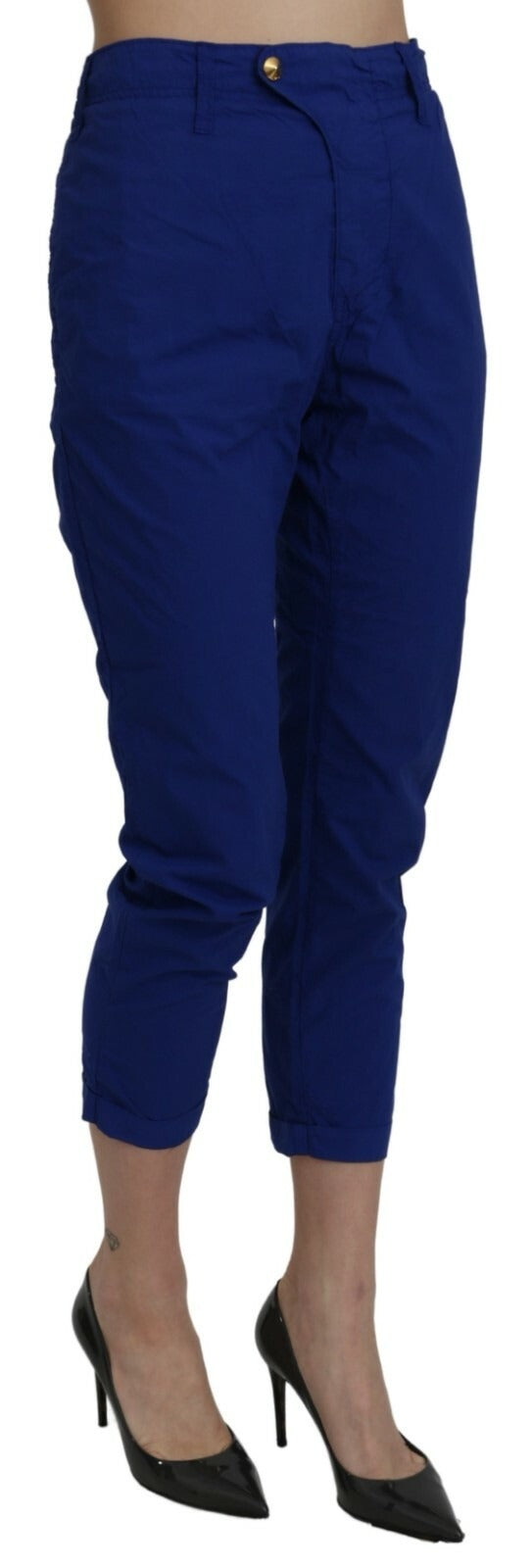 Pantaloni skinny a vita alta in cotone blu royal CYCLE