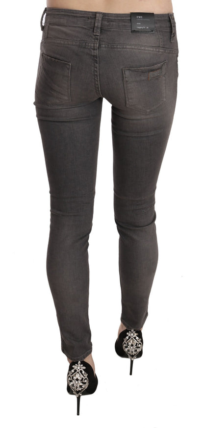 Jeans skinny a vita bassa grigi lavati di Costume National