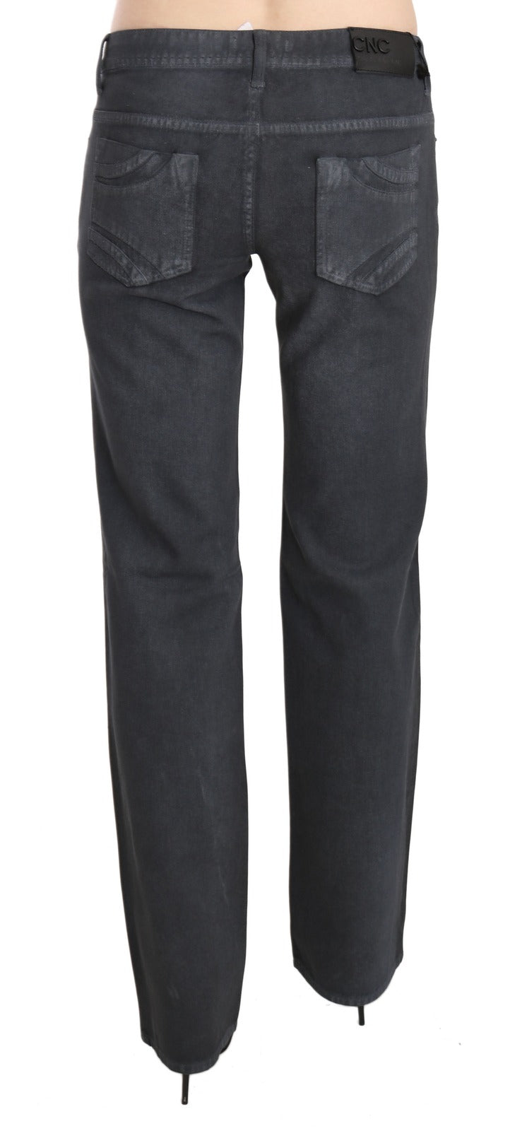 Jeans con pantaloni in denim dritti a vita bassa grigi Costume National