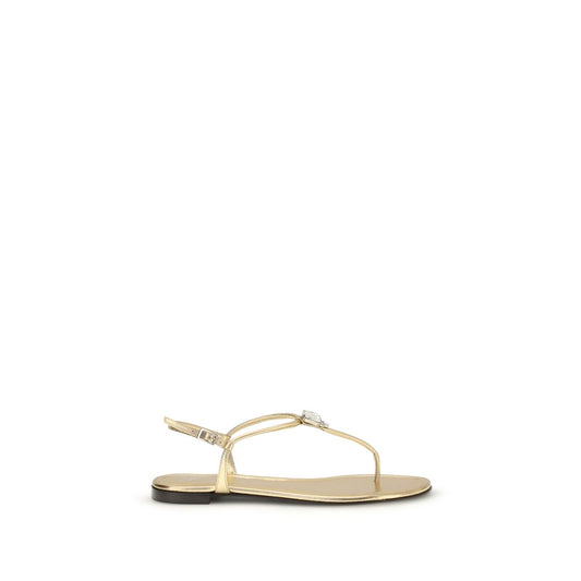 Giuseppe Zanotti Sandali piatti Bos Taurus in pelle di vitello dorata