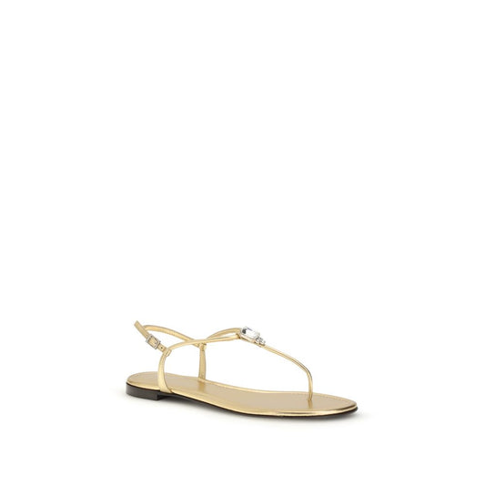 Giuseppe Zanotti Sandali piatti Bos Taurus in pelle di vitello dorata