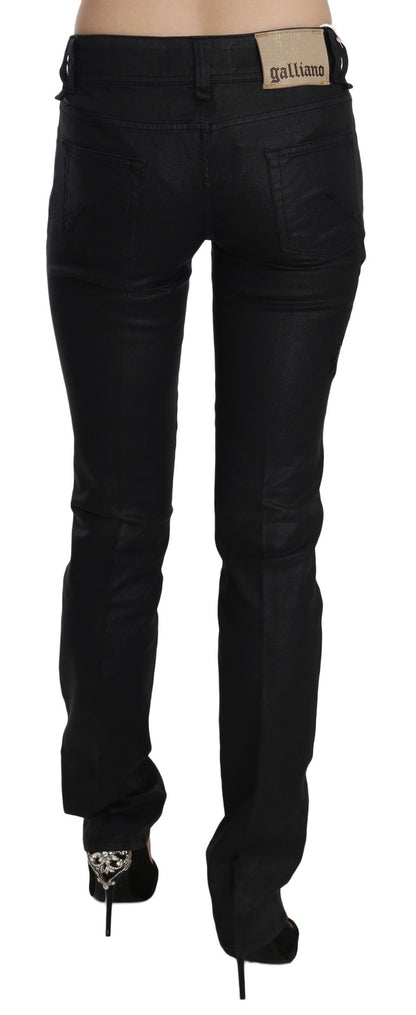 Jeans skinny a vita media con ricamo floreale Black Swan di John Galliano