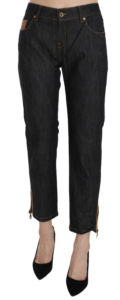 Jeans con pantaloni dritti a vita alta in cotone blu PLEIN SUD