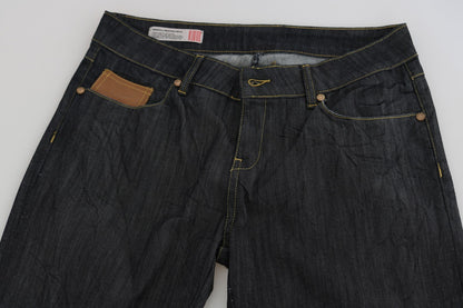 Jeans con pantaloni dritti a vita alta in cotone blu PLEIN SUD
