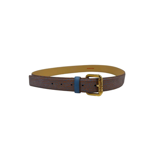 Cintura da donna in pelle marrone Borbonese con fibbia dorata
