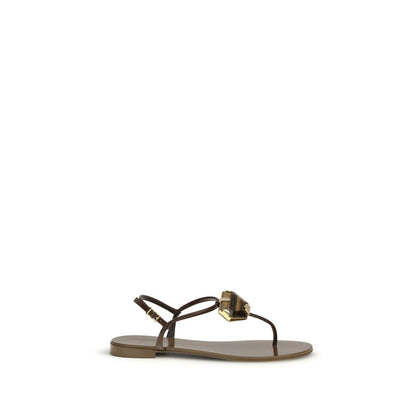 Giuseppe Zanotti Sandali piatti in acciaio inossidabile marrone