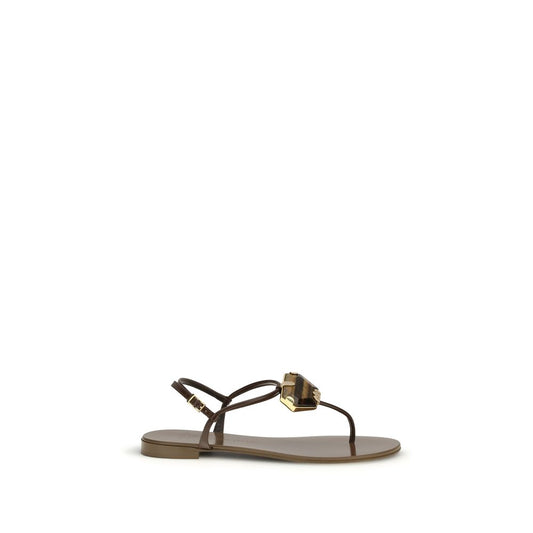 Giuseppe Zanotti Sandali piatti in acciaio inossidabile marrone