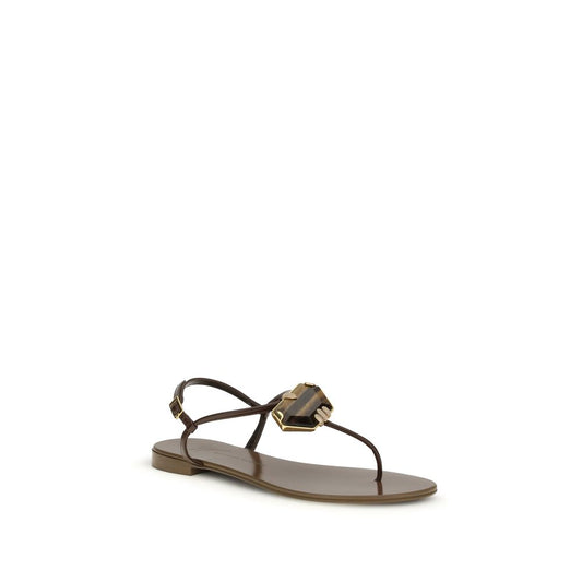 Giuseppe Zanotti Sandali piatti in acciaio inossidabile marrone