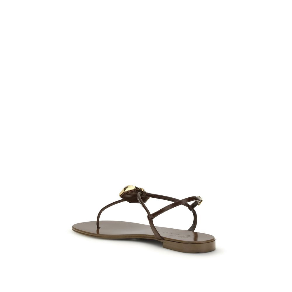 Giuseppe Zanotti Sandali piatti in acciaio inossidabile marrone