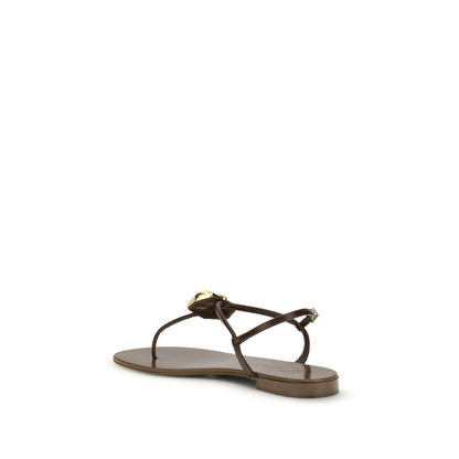 Giuseppe Zanotti Sandali piatti in acciaio inossidabile marrone