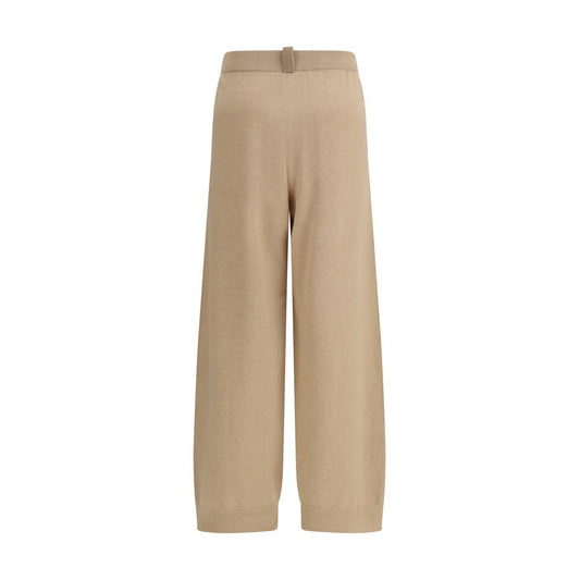 Pantaloni Casual Fabiana Filippi in Lana Felpata Beige