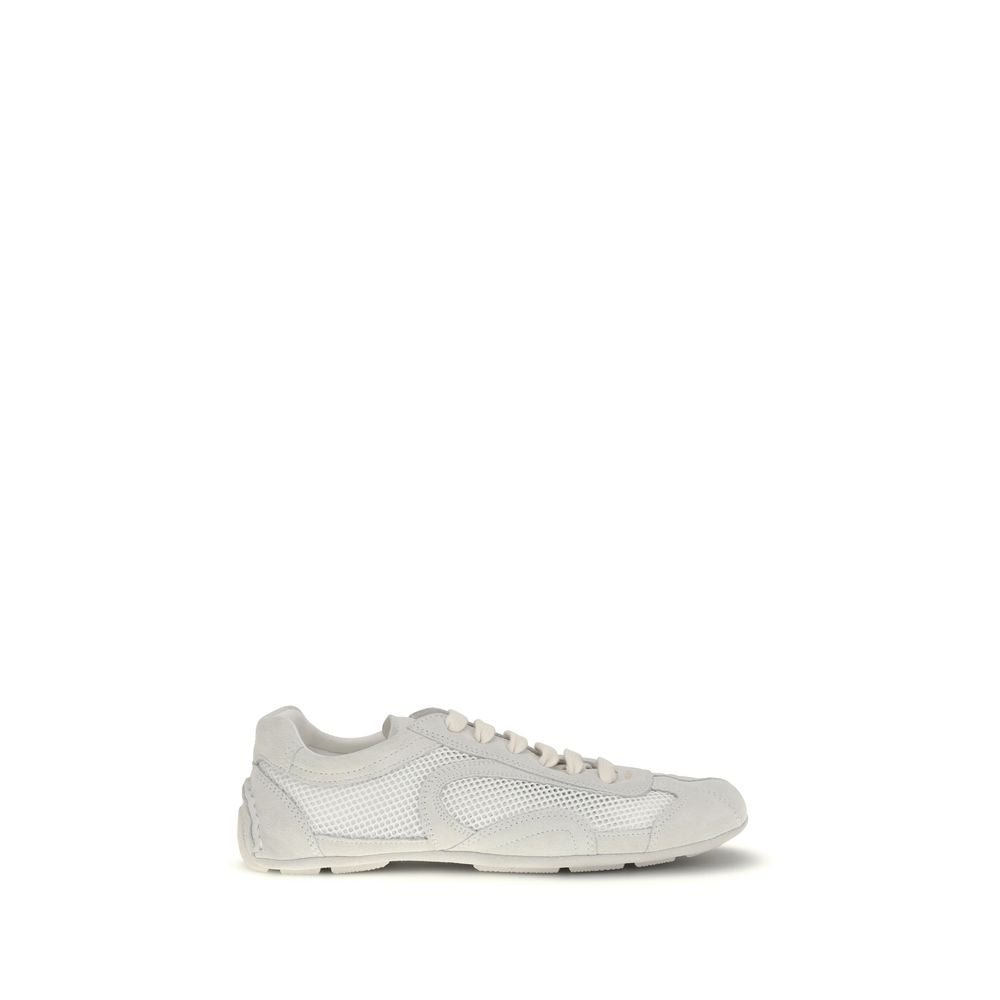 Sneakers basse in tessuto bianco Prada