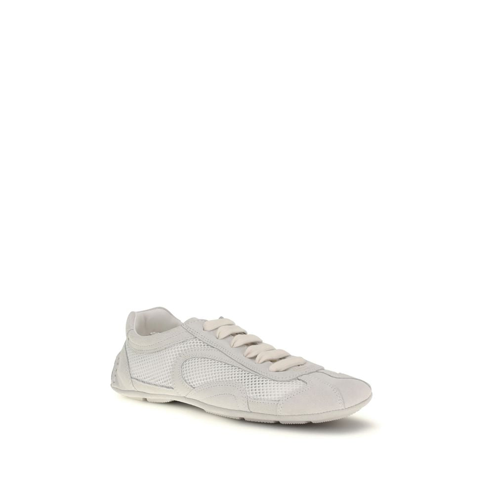 Sneakers basse in tessuto bianco Prada