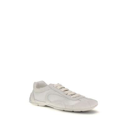 Sneakers basse in tessuto bianco Prada