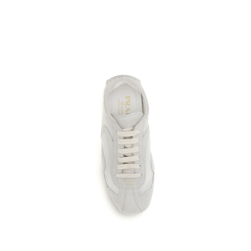Sneakers basse in tessuto bianco Prada