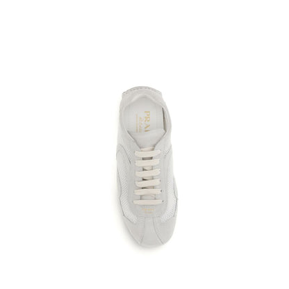 Sneakers basse in tessuto bianco Prada