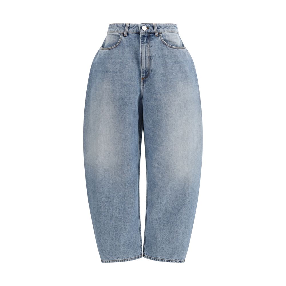 Jeans dritti in cotone blu Rohe