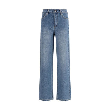 Jeans dritti in cotone blu Self-Portrait