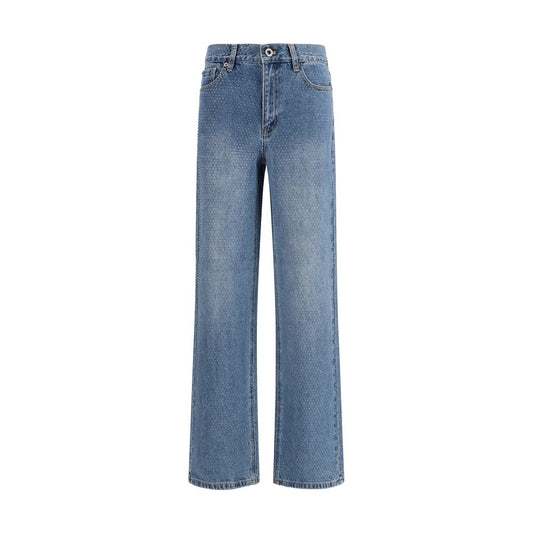 Jeans dritti in cotone blu Self-Portrait