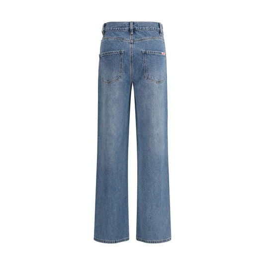 Jeans dritti in cotone blu Self-Portrait