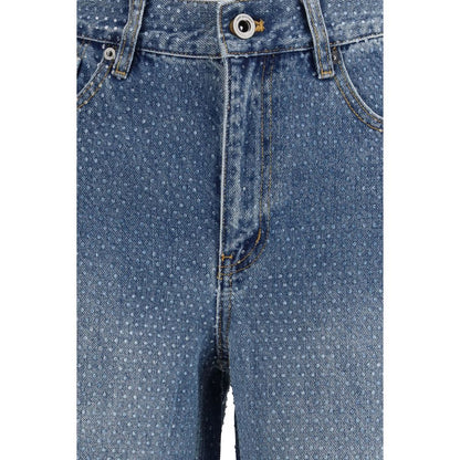 Jeans dritti in cotone blu Self-Portrait
