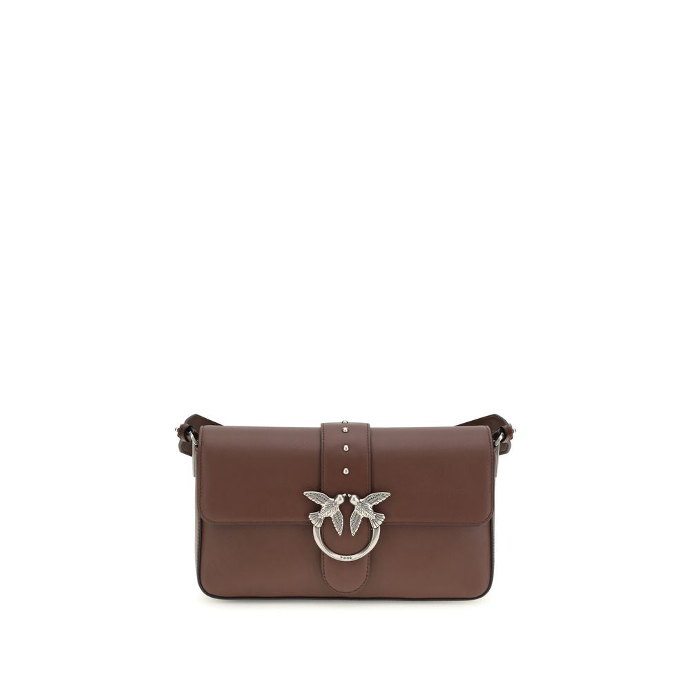 Borsa a tracolla in pelle marrone PINKO
