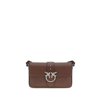 Borsa a tracolla in pelle marrone PINKO