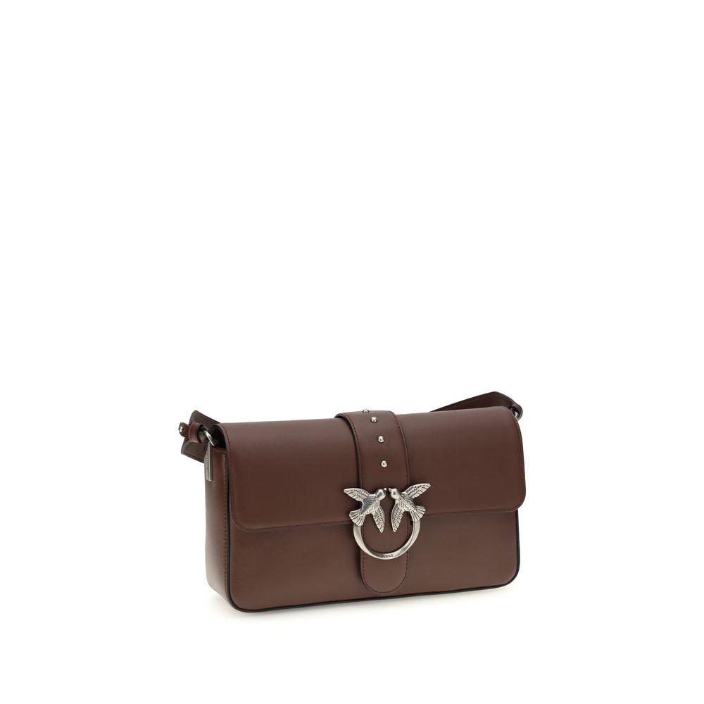 Borsa a tracolla in pelle marrone PINKO
