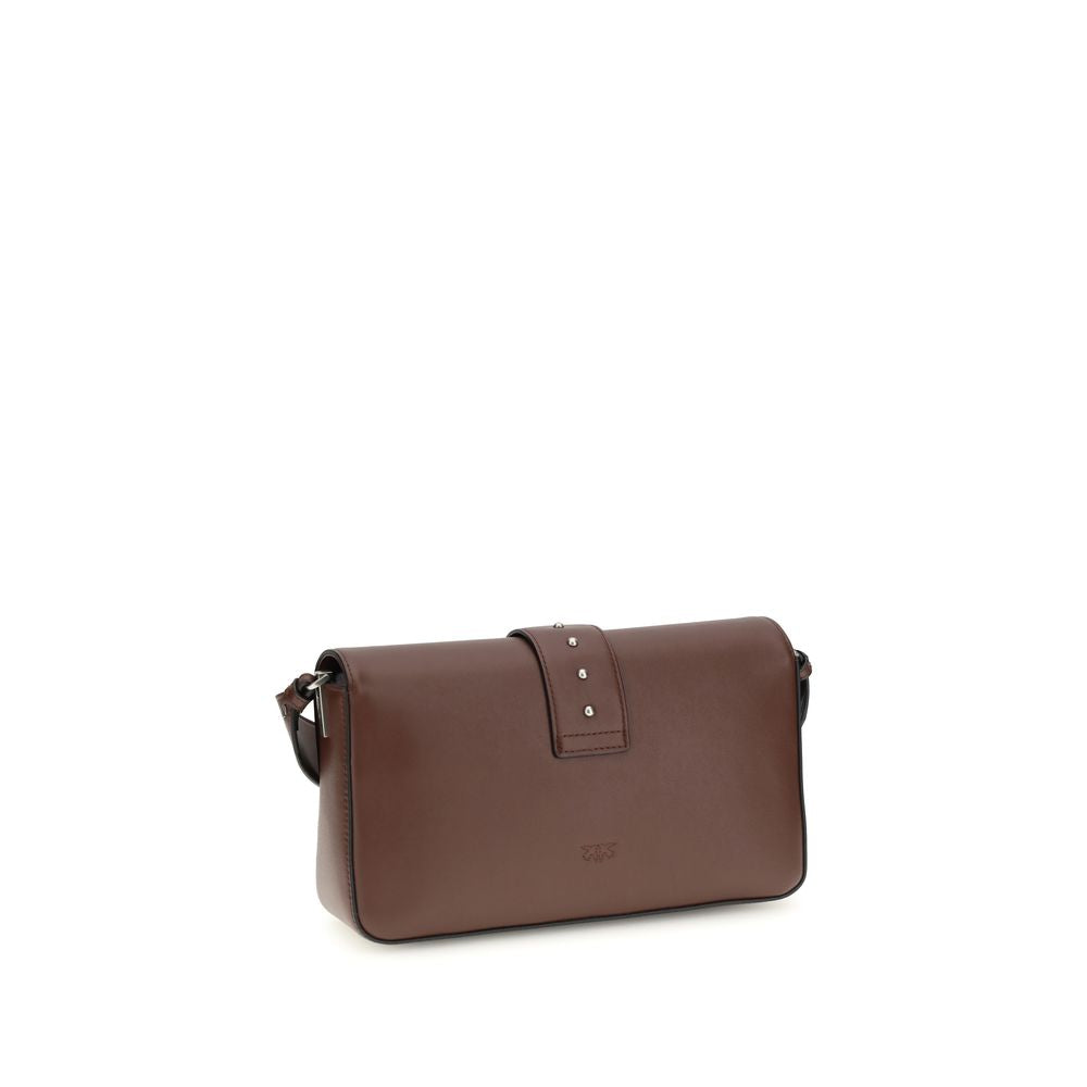 Borsa a tracolla in pelle marrone PINKO