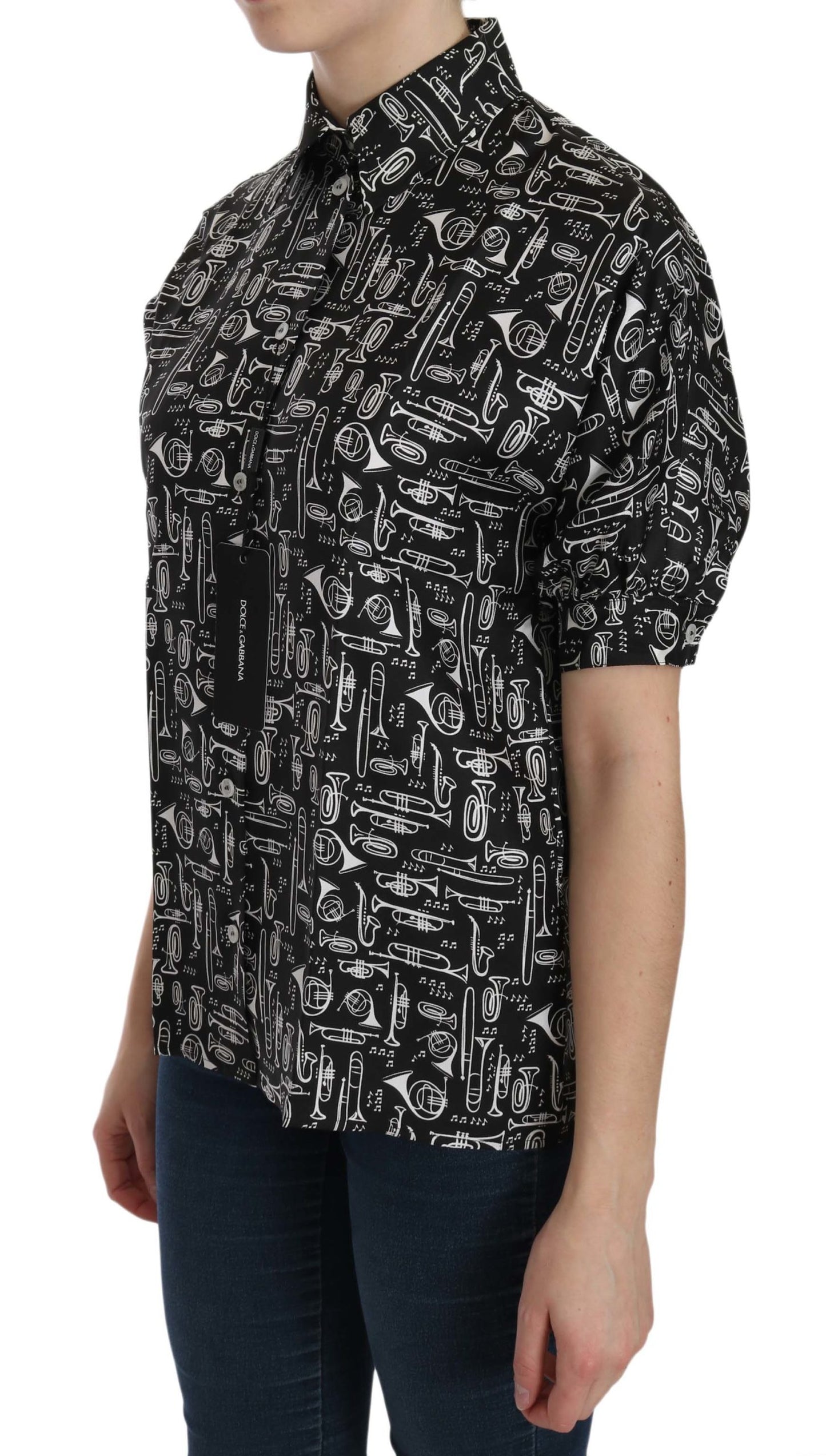 Camicia Dolce &amp; Gabbana con colletto a forma di strumento musicale nero