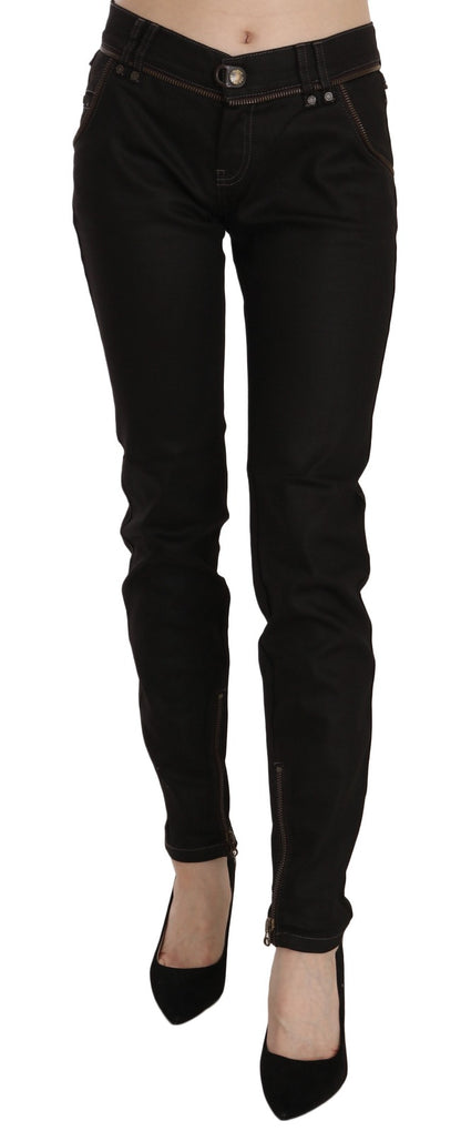 Jeans skinny in denim nero a vita media in cotone John Galliano