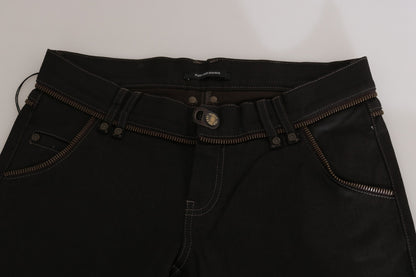 Jeans skinny in denim nero a vita media in cotone John Galliano