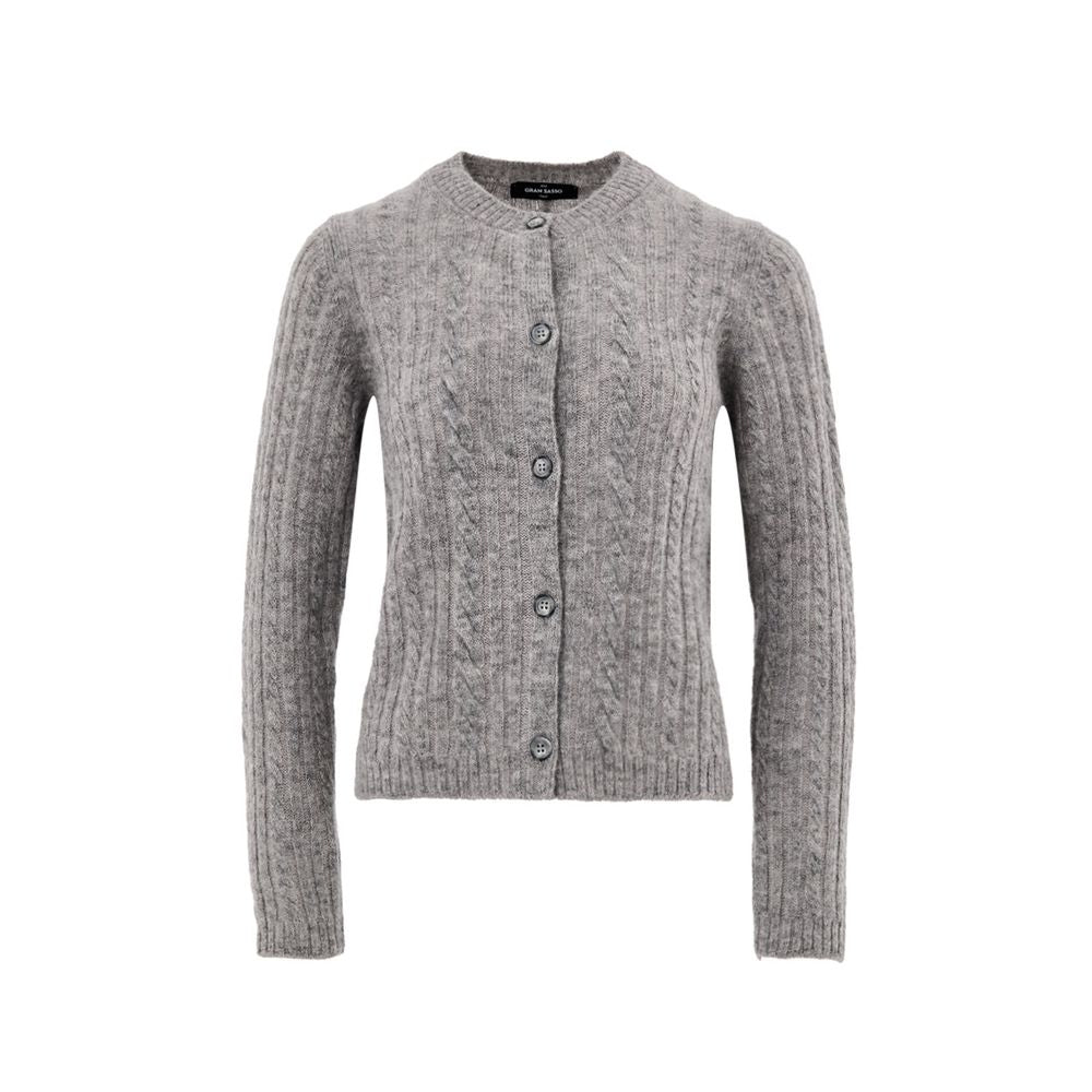 Cardigan in lana grigia Gran Sasso